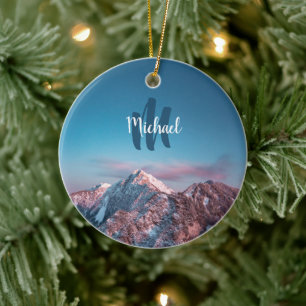 Magic himlar monogram berg Storžič Slovenien Julgransprydnad Keramik