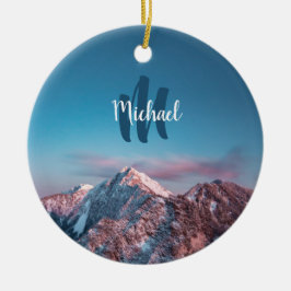 Magic himlar monogram berg Storžič Slovenien Julgransprydnad Keramik