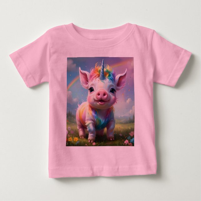 "Magic Hooves: The Rainbow Unicorn Gris" T Shirt (Framsida)