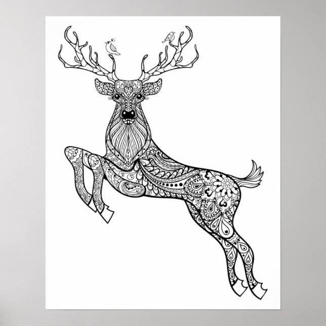 Magic Horned Hjort med fågeldocka 2 Poster (Framsidan)