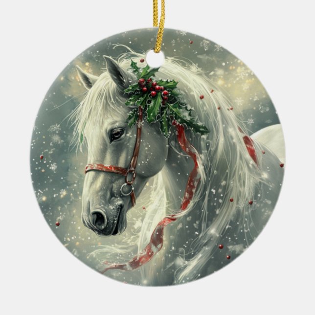 Magic Horse jul Ornament - Anpassningsbar Ceramic (Framsidan)