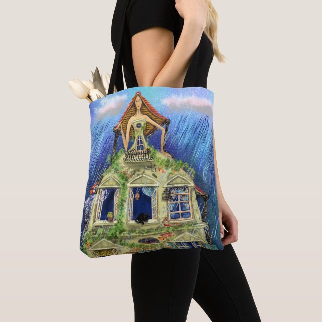 Magic House Girl Tote Bag Fantasy Tygkasse (Närbild)