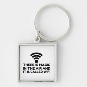MAGIC I LUFT ÄR WIFI FYRKANTIG SILVERFÄRGAD NYCKELRING