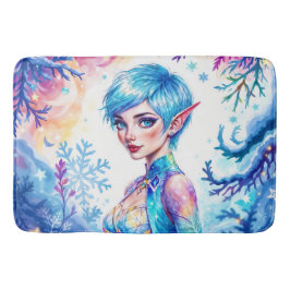 Magic ice elf snö-skog, fryst saga av badrumsmatta