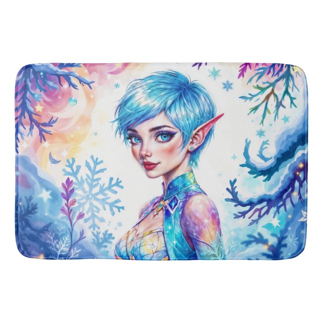 Magic ice elf snö-skog, fryst saga av badrumsmatta (Framsidan)