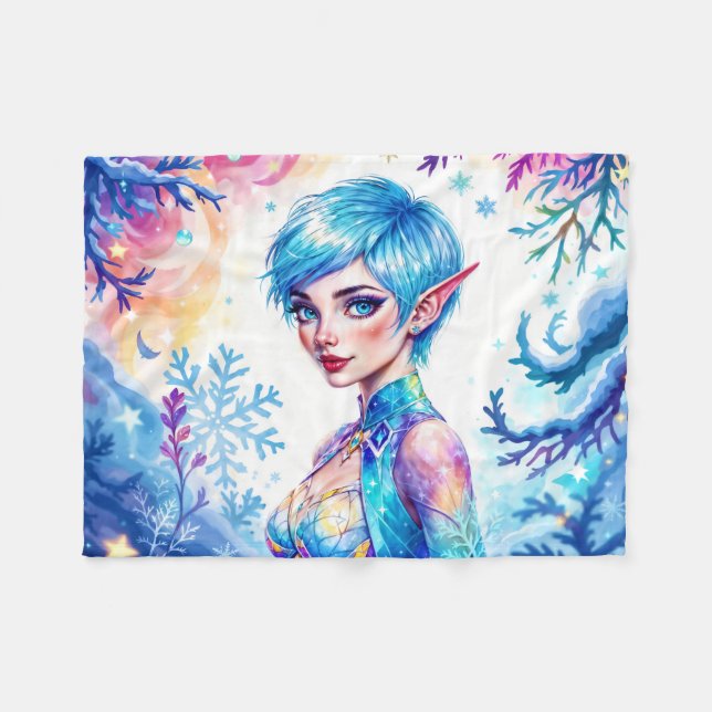 Magic ice elf snö-skog, fryst saga av fleecefilt (Framsidan (Horisontell))