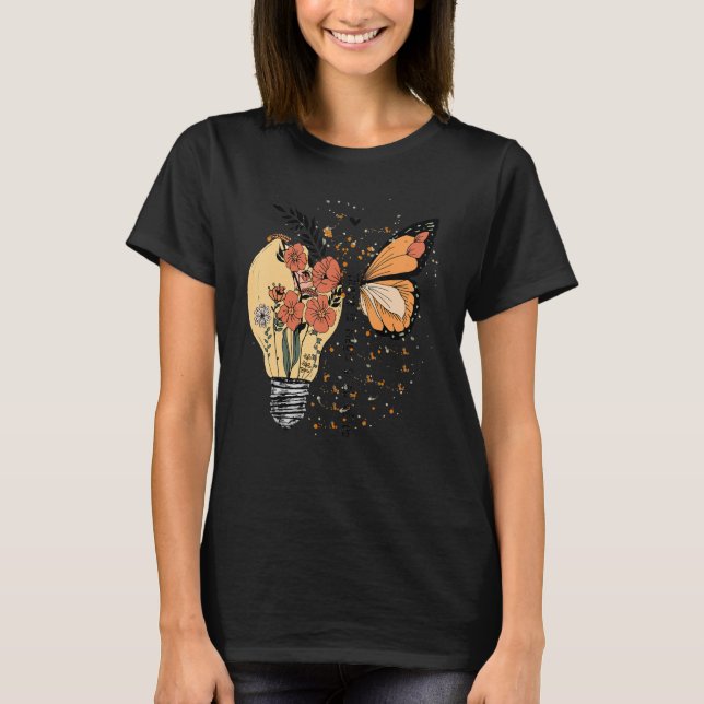 Magic In All Of Us Butterfly Flower Bulb Mental He T Shirt (Framsida)
