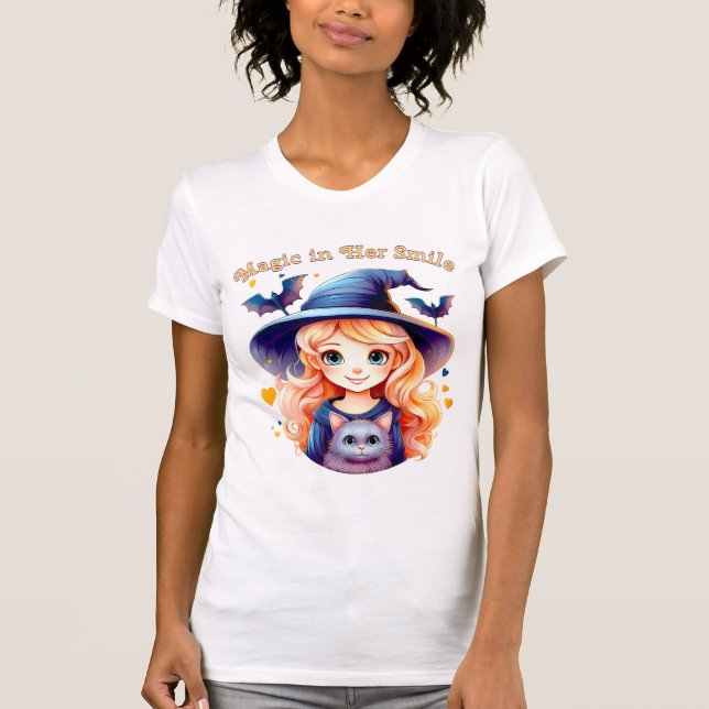Magic in Her Smile – Women’s Halloween T-Shirt (Framsida)