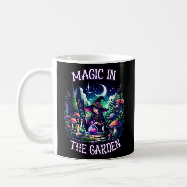 "Magic in the Garden" Witch Halloween Shirt Kaffemugg (Vänster)