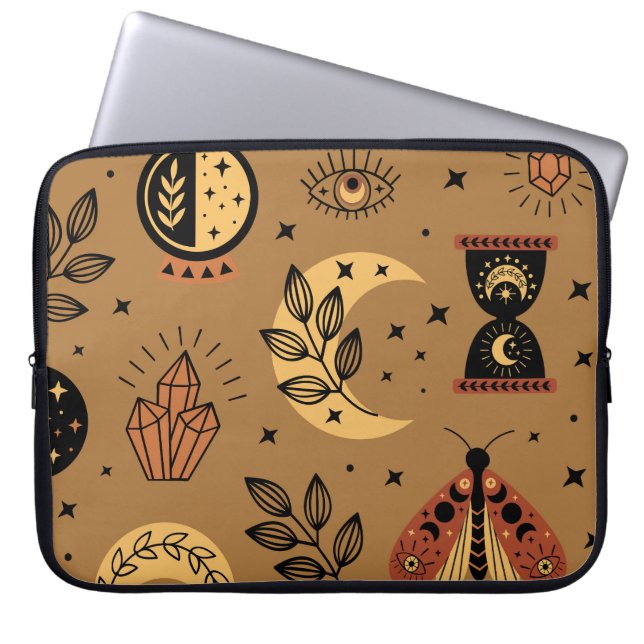Magic Inslag: Enchanting Seamless Mönster Laptop Fodral (Framsidan)
