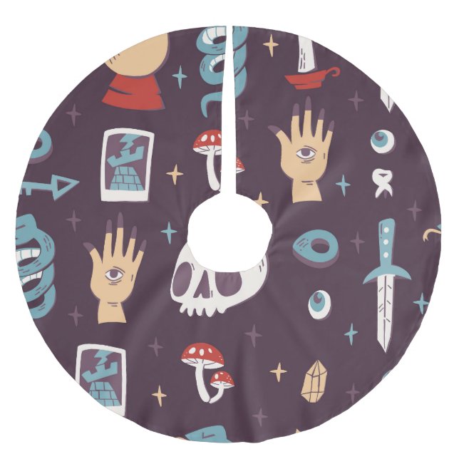 Magic inslag: Sömlös skalle, tarot Julgransmatta Borstad Polyester (Framsidan)