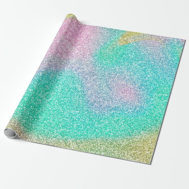 Magic Iridescent Glitter-holografisk bild Presentpapper (Utrullad)