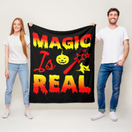 Magic is Real Halloween Pumpkin Witch Spell Trolls Fleecefilt