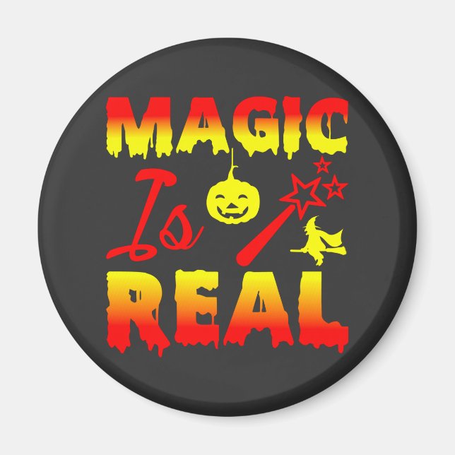 Magic is Real Halloween Pumpkin Witch Spell Trolls Magnet (Framsidan)