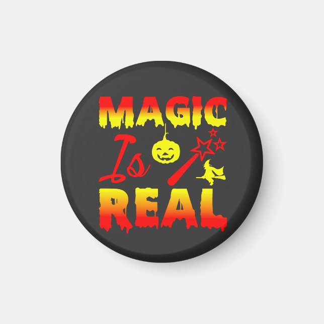 Magic is Real Halloween Pumpkin Witch Spell Trolls Magnet (Framsidan)