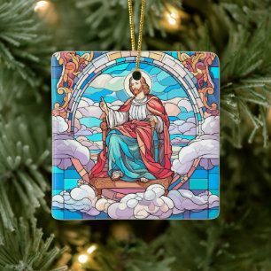 Magic Jesus Stached Glass-jul Julgransprydnad Keramik