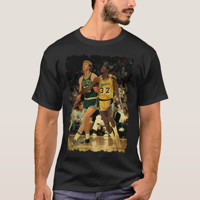 Magic Johnson Och Larry Bird T Shirt (Framsida)