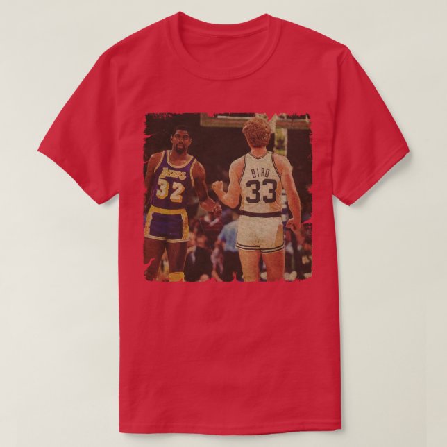 Magic Johnson och Larry Bird T Shirt (Design framsida)