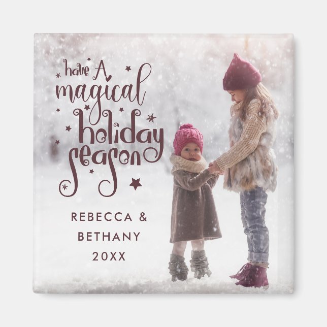 Magic Julhelg Photo Namn jul jul Magnet (Framsidan)