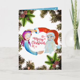 Magic Jultomten med Whimsical Flicka Kort