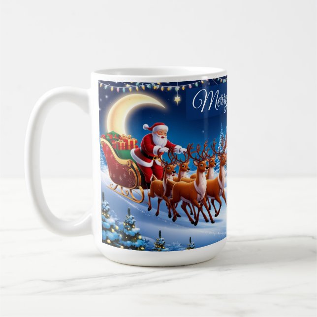 Magic Jultomten Sleigh Ride med Reindeer Kaffemugg (Vänster)