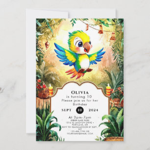 Magic Jungle Parrot Birthday Inbjudningar