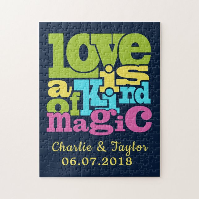 Magic Kärlek egna namn och datumpussel Pussel (Vertikal)