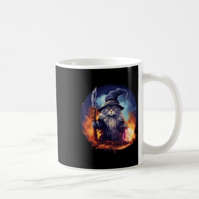 Magic Kattdjur Sorcerer Enchanting Wizard Cat Kaffemugg (Höger)