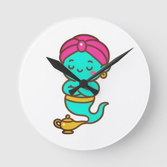 Magic Kawaii Djinn - Neon Spirit Rund Klocka (Framsida)