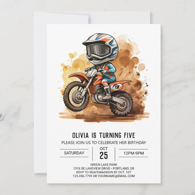 Magic Kids' Motorcycle Birthday Inbjudningar (Framsida)