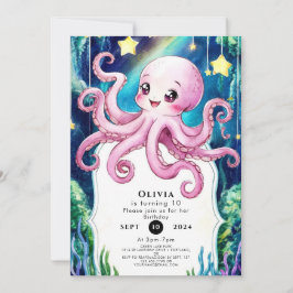 Magic Kids' Octopus Birthday Inbjudningar