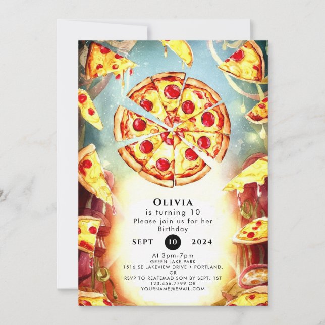 Magic Kids' Pizza Birthday Inbjudningar (Framsida)