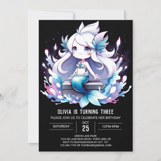 Magic Kids Sjöjungfru Birthday Inbjudningar (Framsida)