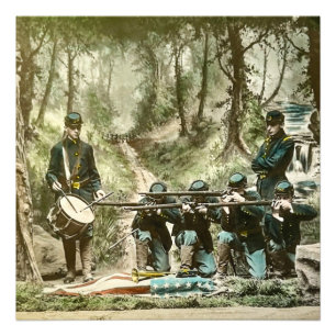 Magic Lantern Slide Civil Krig Drummer Boy Fototryck