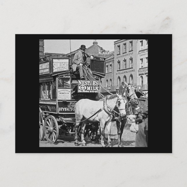 Magic Lantern Slide Kung Kor London Street Tram Vykort (Framsida)