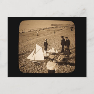 Magic Lantern Slide Seaside at Dieppe Frankrike Vykort