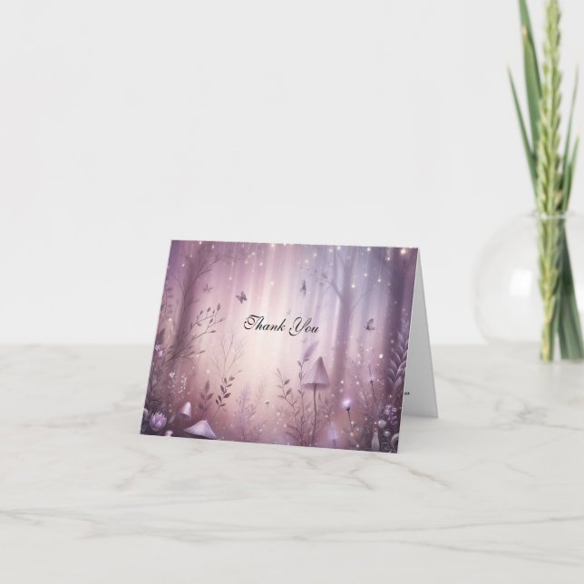 Magic Lavender Fairy Ljus Bröllop Tack Kort (Framsida)