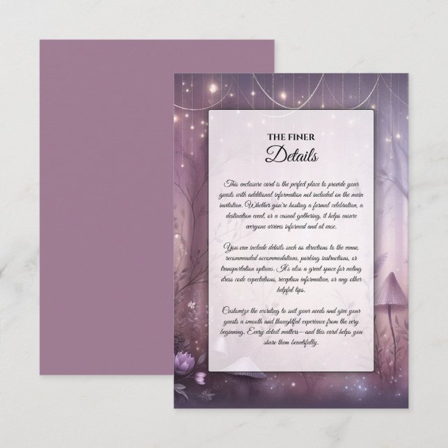 Magic Lavender Fairy Ljus Bröllop Tilläggskort (Fram/baksida)