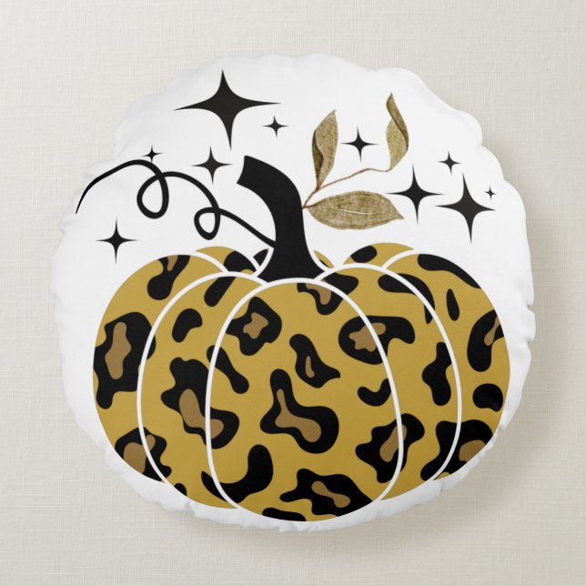 Magic Leopard Pumpkin Rund Kudde (Framsidan)