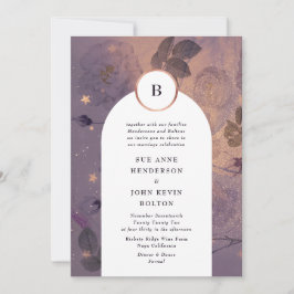 Magic Light Boho Blommigt Arch Fall Guld Bröllop Inbjudningar