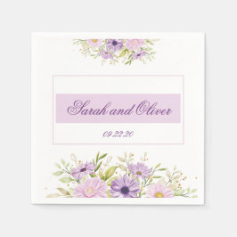 Magic Lila Bröllop Blommigt Pappersservett