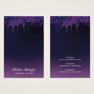 Magic Lila Glitter Drips Jewelry Earring Visning Visitkort