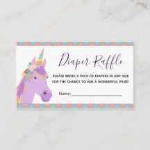 Magic Lila Unicorn Boho Diaper Raffle Biljett