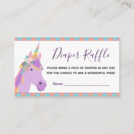 Magic Lila Unicorn Boho Diaper Raffle Biljett Tilläggskort