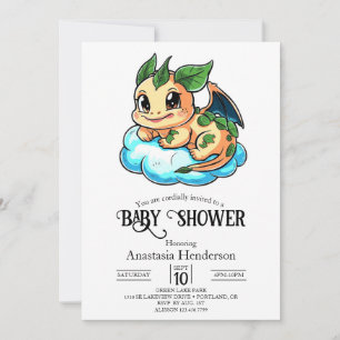 Magic Little Digital Dragon Baby Shower Inbjudningar