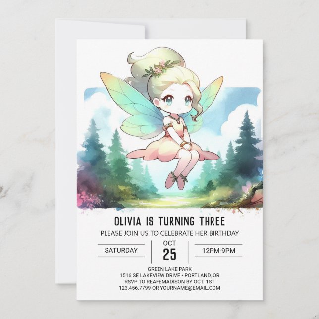 Magic Little Fairy Birthday Inbjudningar (Framsida)