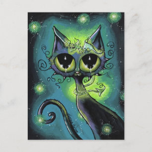 Magic Little Friend Dragon och Cat Postcard Vykort