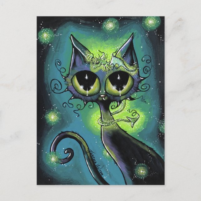 Magic Little Friend Dragon och Cat Postcard Vykort (Framsida)