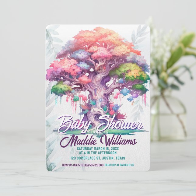 Magic Livets träd Baby Shower-meddelande Inbjudningar (Stående Fram)