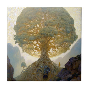 Magic Livets träd Surreal Natature Art Kakelplatta